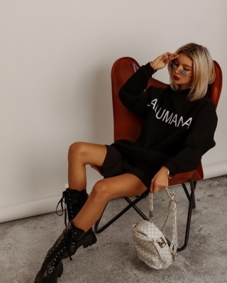 Bluza z kapturem LALUMANIA czarna - LALU