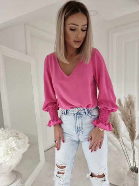 Bluzka ze ściągaczowym rękawem BORUC różowa - BY ME