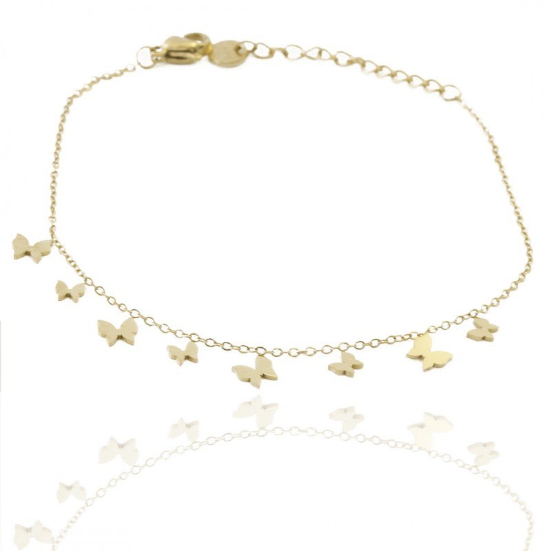 Bransoletka ze stali chirurgicznej platerowanej złotem GOLDEN BUTTERFLIES Bransoletka ze stali chirurgicznej platerowanej złotem GOLDEN BUTTERFLIES