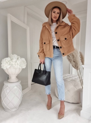 Kożuszek z kieszeniami camel - BY ME