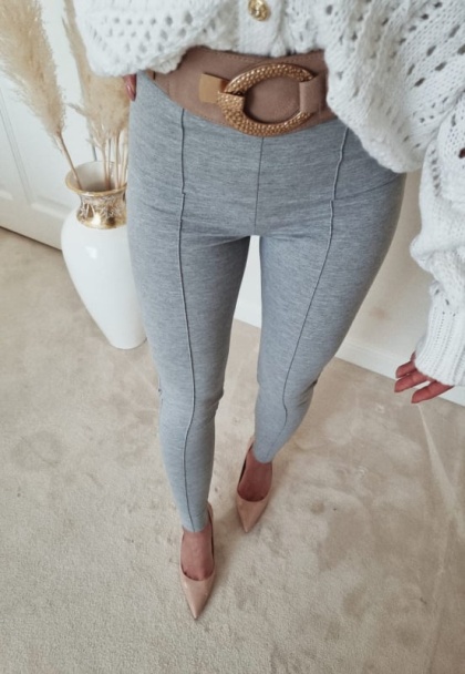 Legginsy modelujące z przeszyciem szare - BY ME