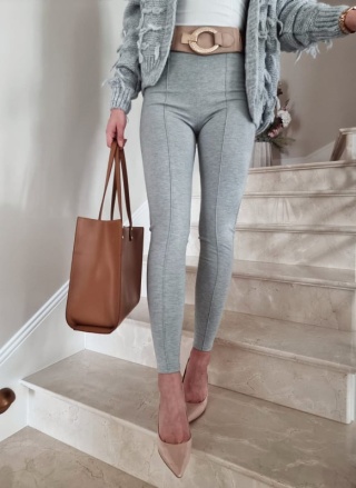 Legginsy modelujące z przeszyciem szare - BY ME