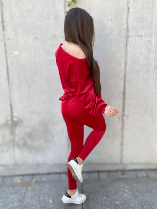 Legginsy push up welur czerwone - BY MIELCZARKOWSKI