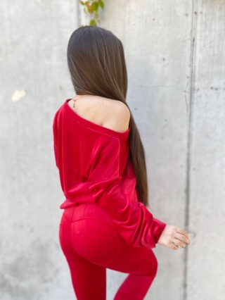 Legginsy push up welur czerwone - BY MIELCZARKOWSKI