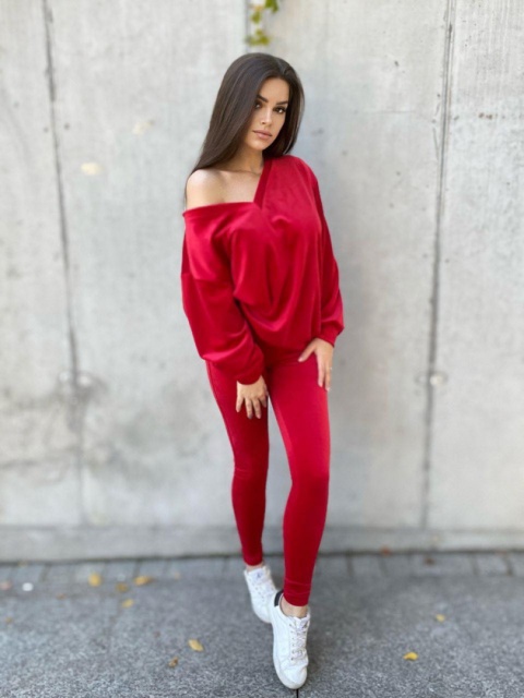 Legginsy push up welur czerwone - BY MIELCZARKOWSKI