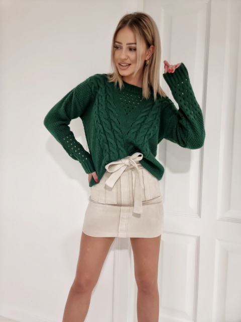 Spódniczka zamszowa z kieszonkami CLASSY kremowa - By Me