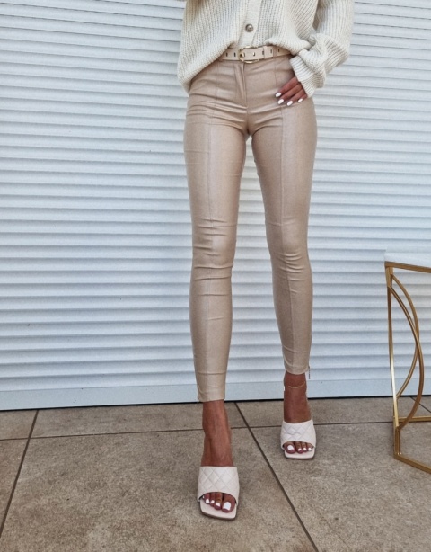 Spodnie woskowane wiązane w pasie DG złoty beż - BY ME