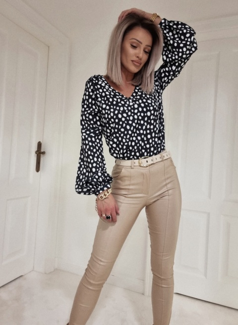 Spodnie woskowane wiązane w pasie DG złoty beż - BY ME