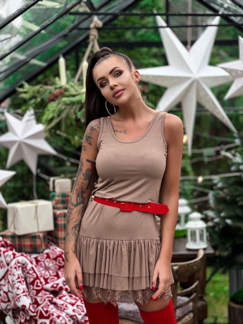 Sukienka halka HELENA camel - SEMPRE