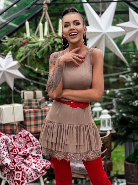 Sukienka halka HELENA camel - SEMPRE