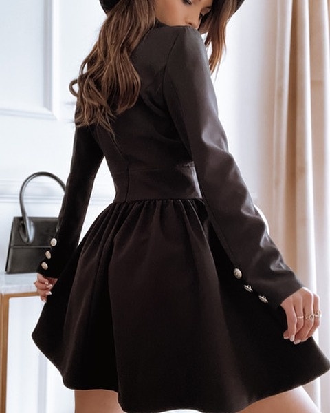 Sukienka o kroju marynarki PAULINE czarna - LALU