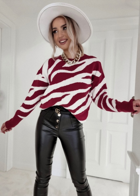 Sweter z kaszmirem ZEBRA bordo - BY ME
