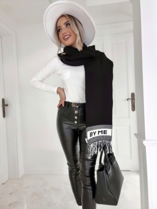 Szal z domieszką kaszmiru czarny - BY ME