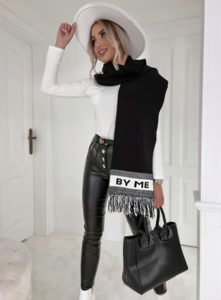 Szal z domieszką kaszmiru czarny - BY ME