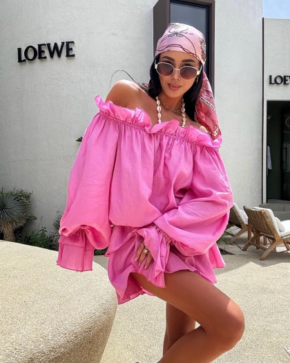 Komplet hiszpanka i spódnica różowy La Milla