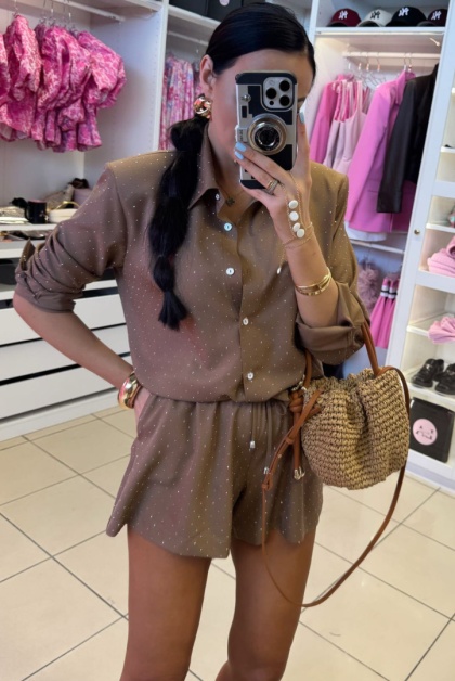 Komplet pokryty cyrkoniami BLING mleczna czekolada La Milla