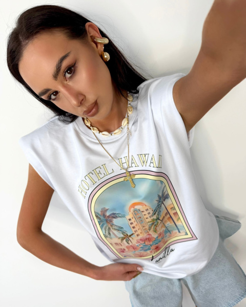 Bluzka t-shirt z poduchami HAWAII ecru La Milla Bluzka t-shirt z poduchami HAWAII ecru La Milla