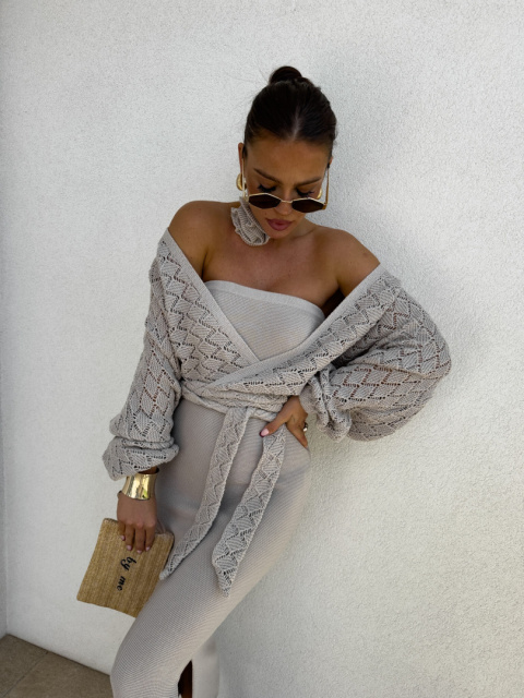 Kimono AŻUROWE taupe By Me Kimono AŻUROWE taupe By Me