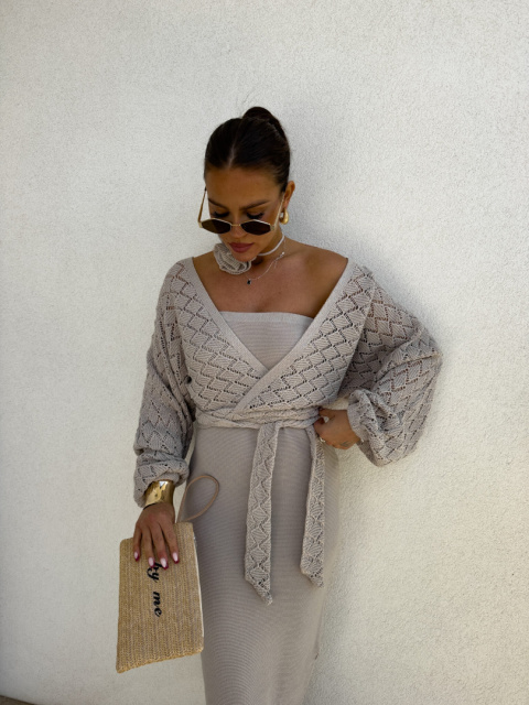 Kimono AŻUROWE taupe By Me Kimono AŻUROWE taupe By Me