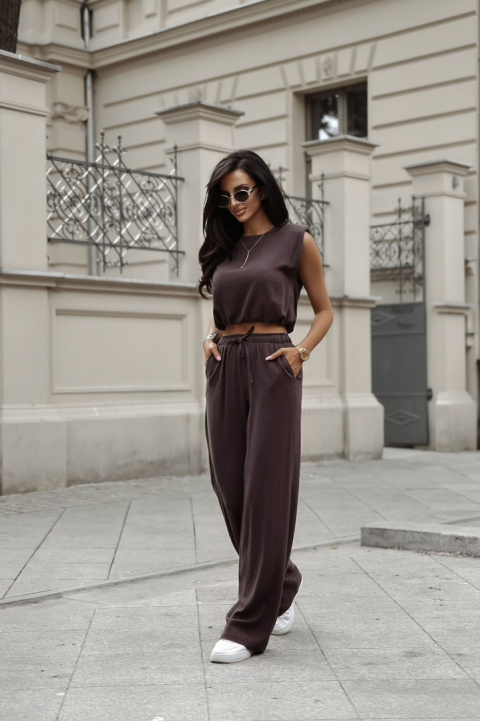 Komplet lniany MILANO czekoladowy brąz XANA Komplet lniany MILANO czekoladowy brąz XANA