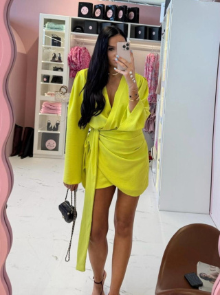 Kopertowa sukienka neon limonka La Milla