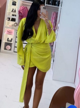 Kopertowa sukienka neon limonka La Milla