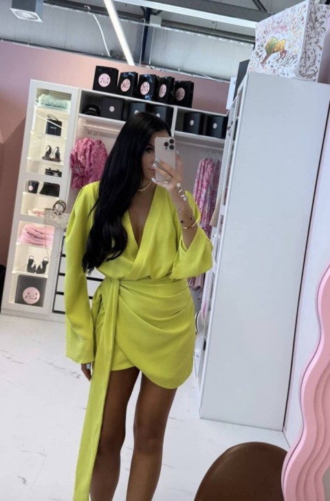 Kopertowa sukienka neon limonka La Milla Kopertowa sukienka neon limonka La Milla