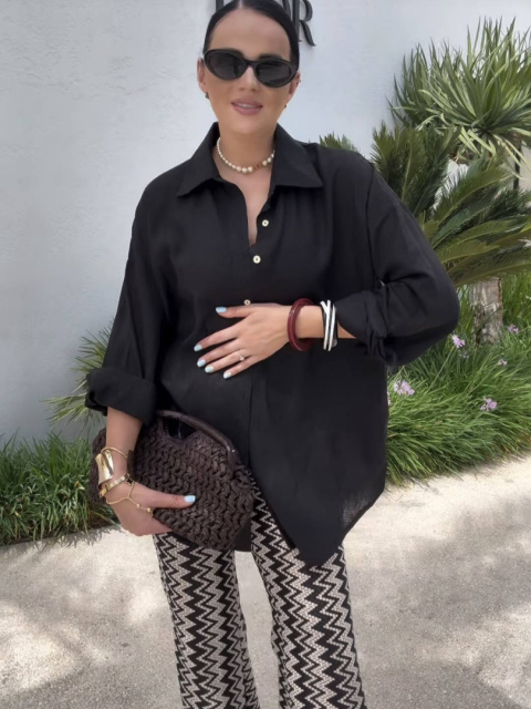 Lniana koszula oversize czarna La Milla