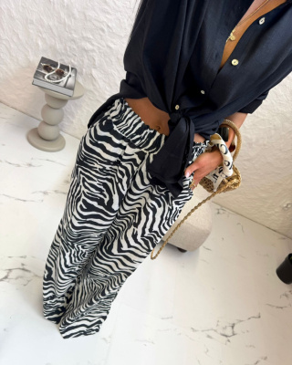 Lniane spodnie ZEBRA La Milla