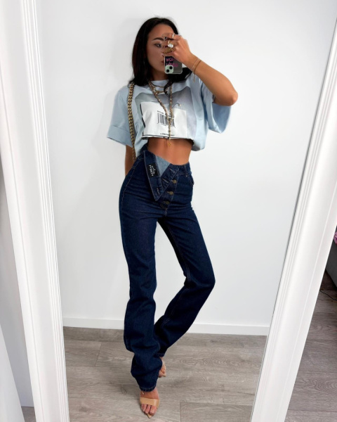 Jeansy z asymetrycznym zapięciem granatowe La Milla Premium Jeansy z asymetrycznym zapięciem granatowe La Milla Premium