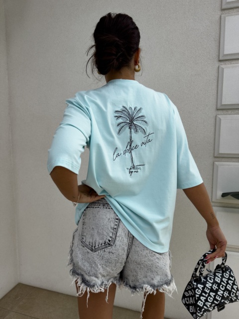 T-shirt PALMS błękitny By Me T-shirt PALMS błękitny By Me