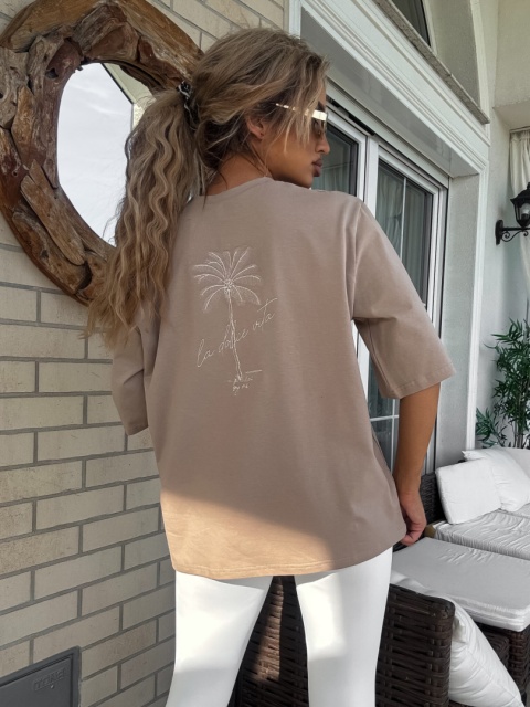 T-shirt PALMS ciemny beż By Me T-shirt PALMS ciemny beż By Me