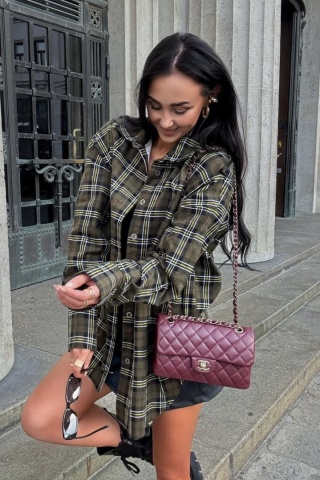Flanelowa koszula w kratkę khaki La Milla