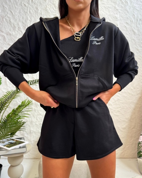 Komplet dresowy bluza i szorty czarny La Milla Komplet dresowy bluza i szorty czarny La Milla