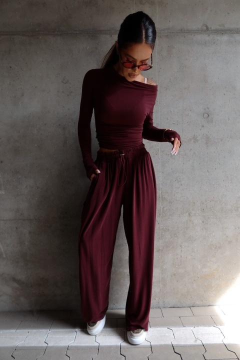 Komplet top i spodnie HUGGIE & SLOUCHIE bordo La Manuel