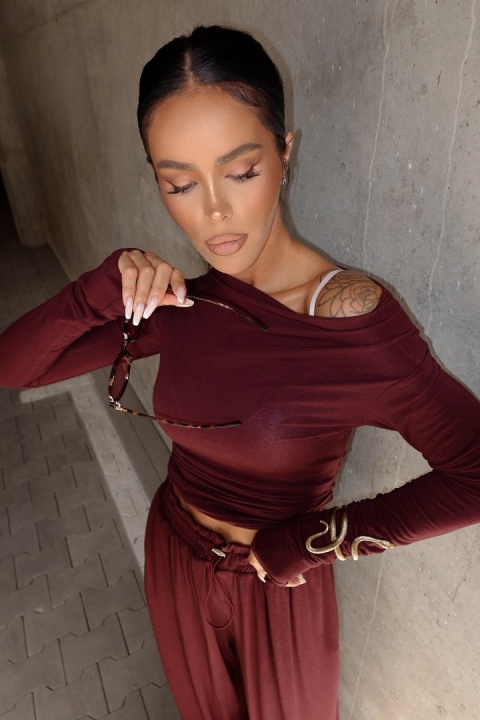 Komplet top i spodnie HUGGIE & SLOUCHIE bordo La Manuel