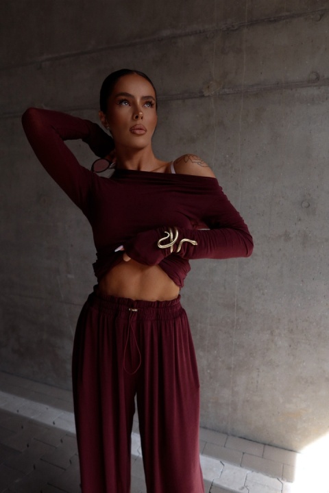 Komplet top i spodnie HUGGIE & SLOUCHIE bordo La Manuel
