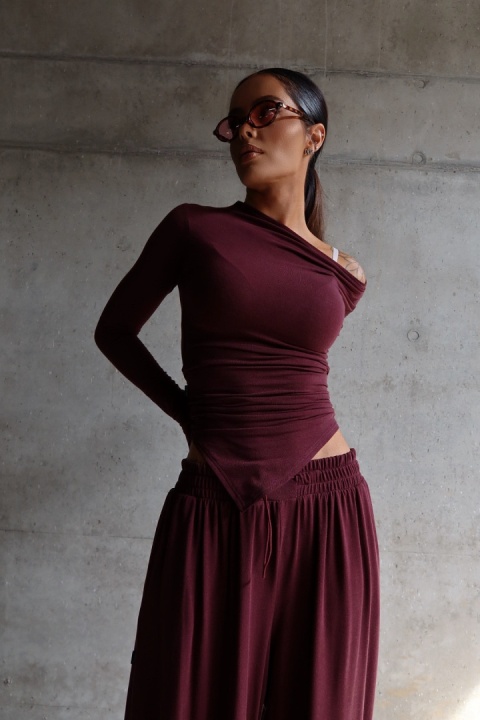 Komplet top i spodnie HUGGIE & SLOUCHIE bordo La Manuel