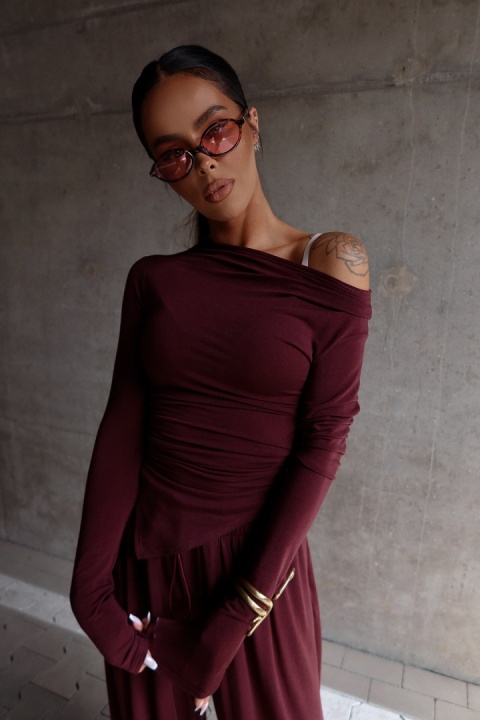 Komplet top i spodnie HUGGIE & SLOUCHIE bordo La Manuel
