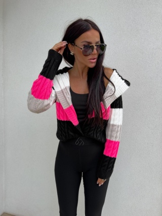 Sweter BOMBERKA KAPTUR pasy – czarna By Me