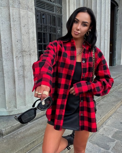 Flanelowa koszula w kratkę czerwona La Milla