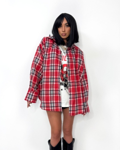 Flanelowa koszula w kratkę czerwona La Milla