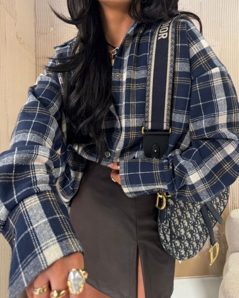 Flanelowa koszula w kratkę granatowa La Milla Flanelowa koszula w kratkę granatowa La Milla