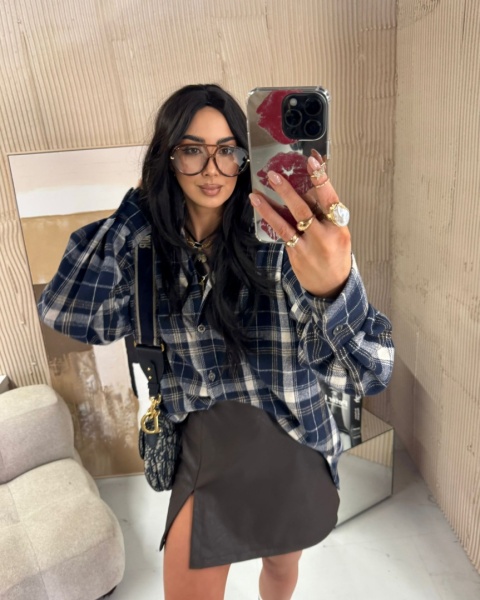 Flanelowa koszula w kratkę granatowa La Milla Flanelowa koszula w kratkę granatowa La Milla