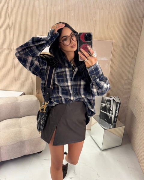 Flanelowa koszula w kratkę granatowa La Milla Flanelowa koszula w kratkę granatowa La Milla