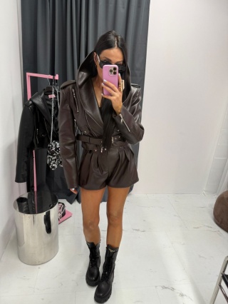 Kurtka ramoneska z kapturem czekoladowa La Milla