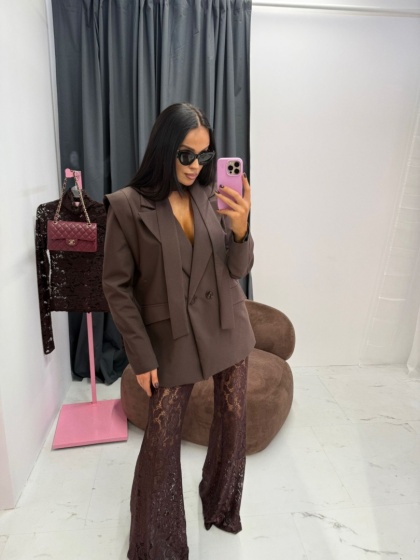 Marynarka oversize z poduszkami WIGILIA czekoladowa La Milla