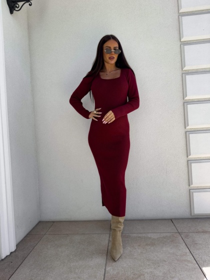 Sukienka z kaszmirem COYA bordo By Me