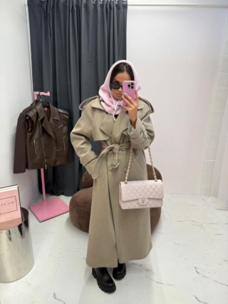 Beżowy wełniany płaszcz LA Milla