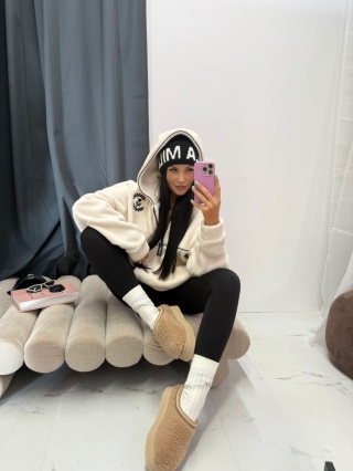 Bluza z kapturem baranek ASPEN ecru La Milla